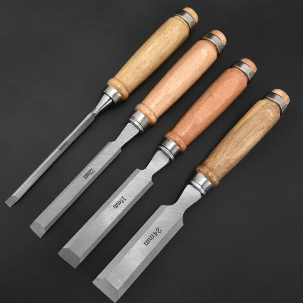 4pcs Professional Wood Carving Chisels Set with Ergonomic Tools for Woodworking DIY Auxiliary Wood Carving Chisels