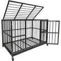 54/48/42/38 Inch Heavy Duty Dog Crate Cage with Wheels Indestructible and Escape Proof Steel Kennel Indoor for High Anxiety Dog