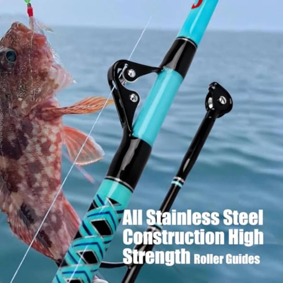 Trolling Fishing Rod 2Piece Saltwater Big Game Rod Offshore Conventional Boat Fishing Pole for HeavyDuty Deep Sea Fishi