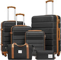 6-piece abs+pc hardshell luggage set with spinner wheels, lightweight suitcase set with tsa lock and ykk zipper